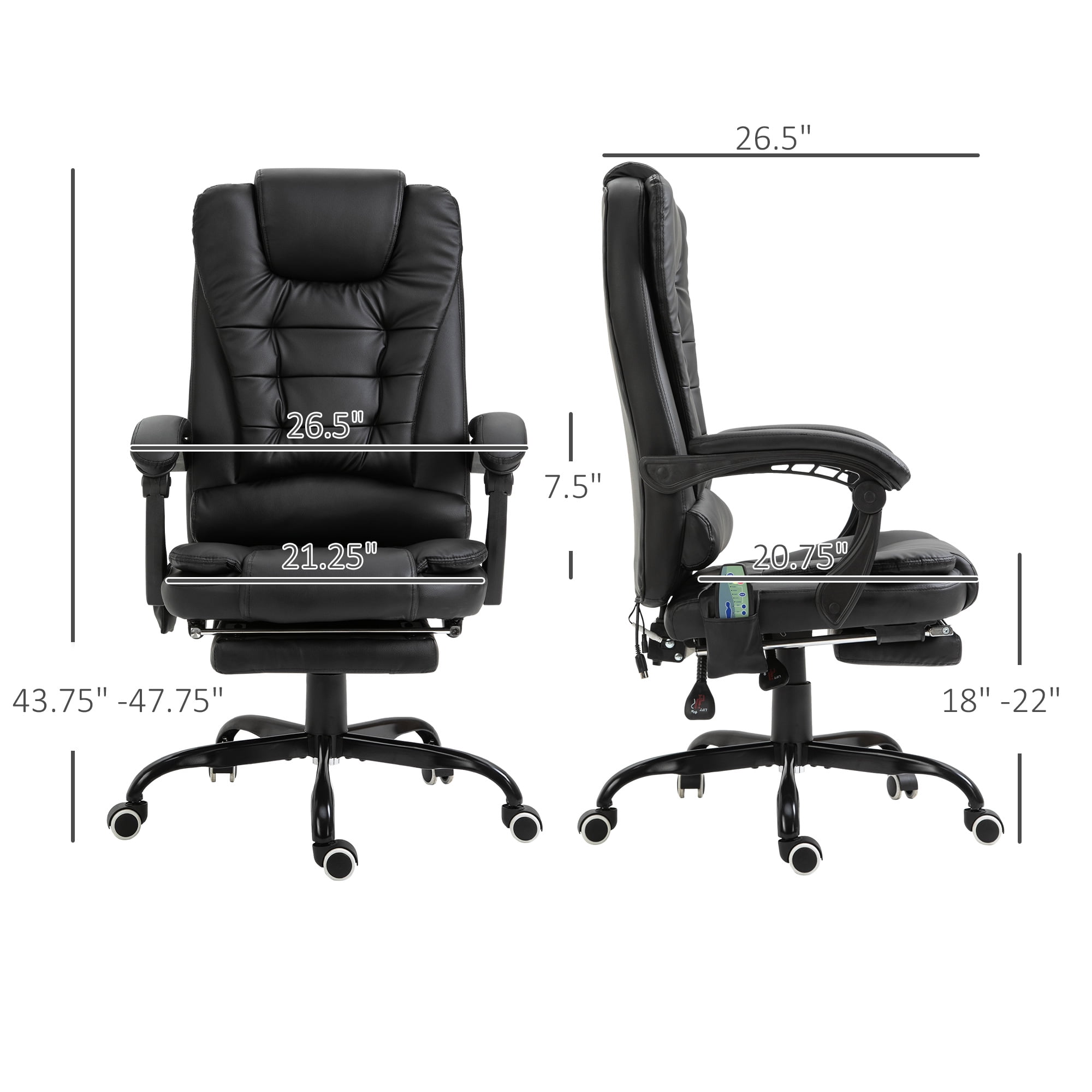 Vinsetto 7-Point Vibrating Massage Office Chair with High Back Black