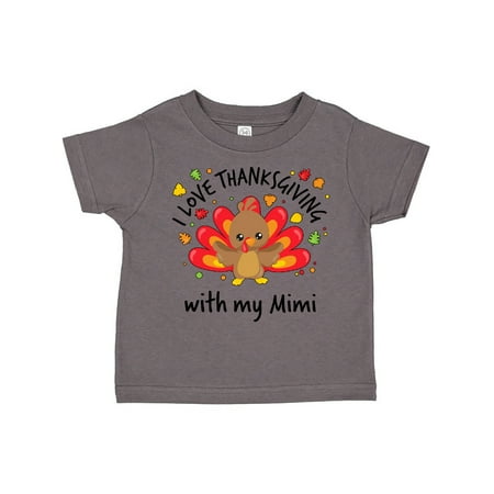 

Inktastic I Love Thanksgiving with my Mimi-happy turkey Gift Toddler Boy or Toddler Girl T-Shirt