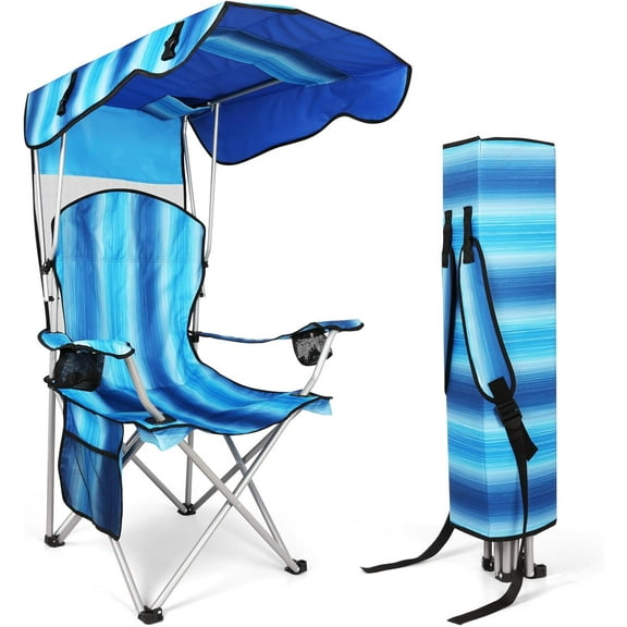 WANBIN Portable Camping Chair with Canopy – Foldable Shade Chair for Outdoor Use