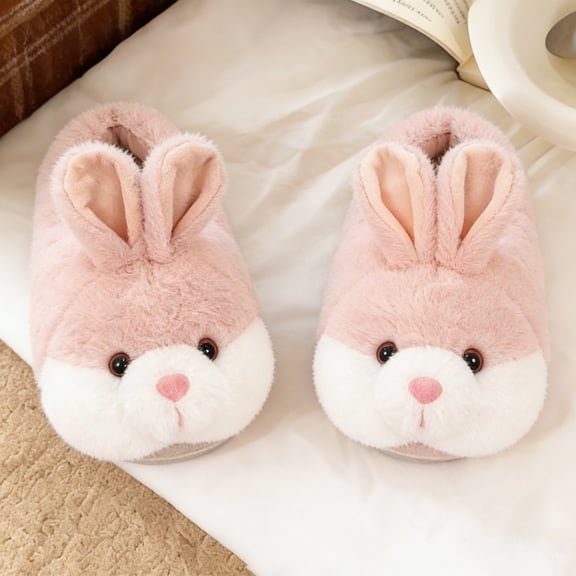 Classic Bunny Slippers for Women Funny Animal Novelty Slippers for Girls Cute Plush Rabbit Pink Bedroom Slippers Easter Gifts