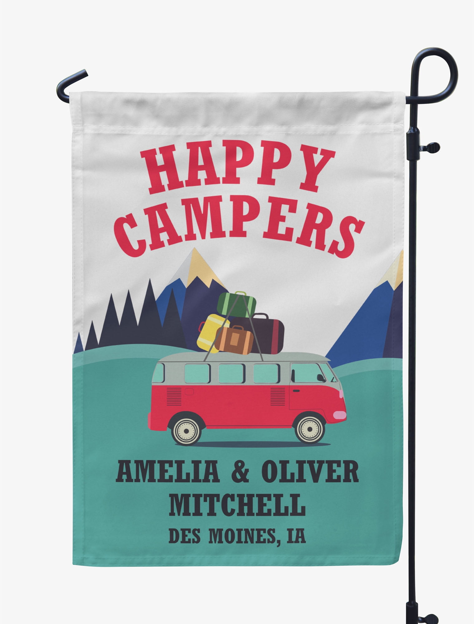 2 pack Custom Personalized Garden Camping Flag 12.5 X 18 Inch Yard Sign Banner 
