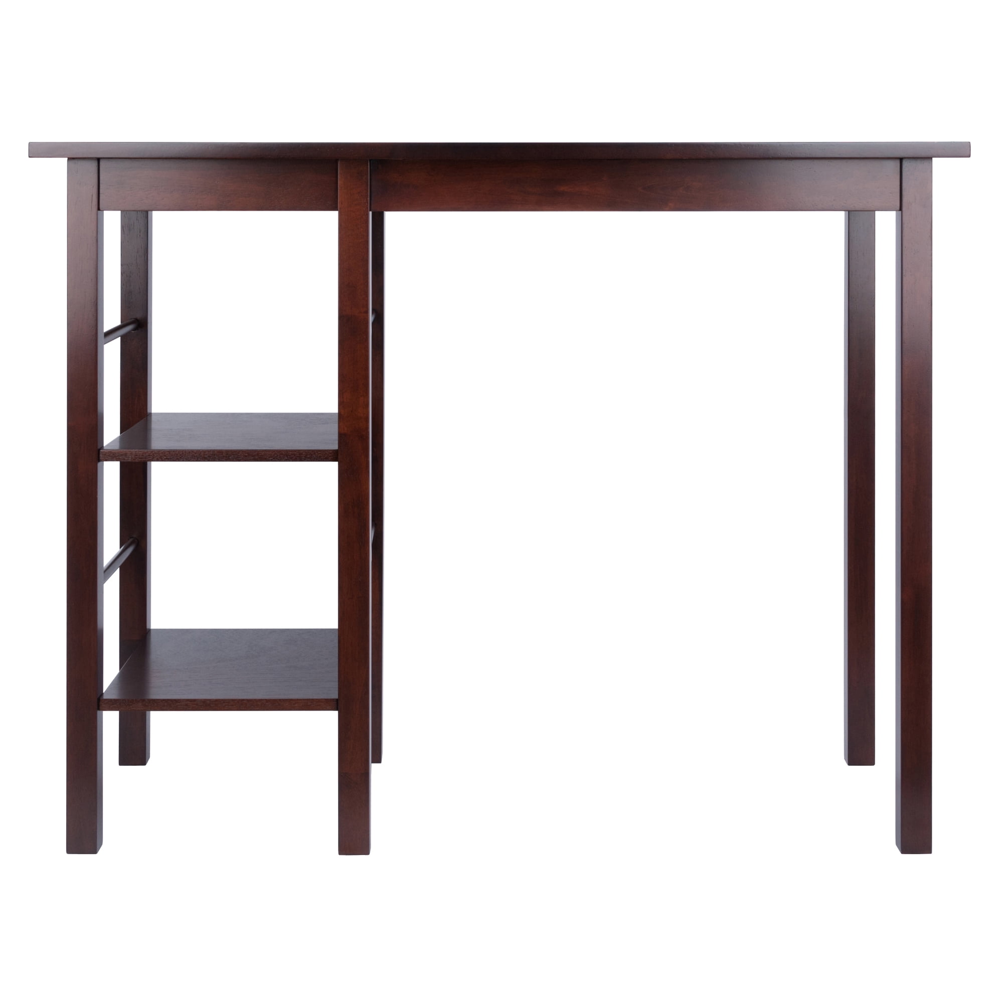Winsome Egan Breakfast Kitchen Island with Shelves, Walnut Finish