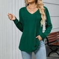 thumbnail image 4 of vdgthytj Long Sleeve Shirts for Women Trendy V Neck Pleated Tunic Tops Ladies Going out Dressy Blouses, 4 of 9