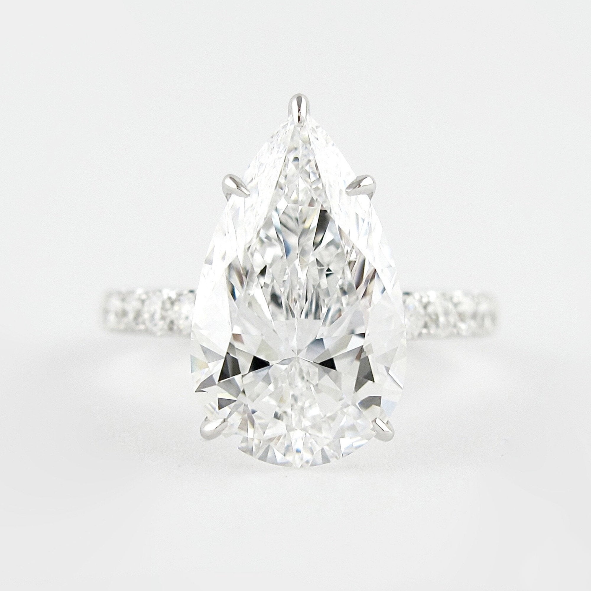 SOLITAIRE JEWELS 10x7MM Pear Cut Moissanite Engagement Ring 14K Solid Gold Pear Solitaire Ring Promise Proposal Anniversary Ring for Her