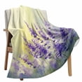 thumbnail image 2 of Fleece Blanket Spring Watercolor Flowers Lavender Blankets, Soft Cozy Warm Flannel Throw Blanket, Country Floral Art Blanket for Bed Couch Sofa,30x40In, 2 of 9