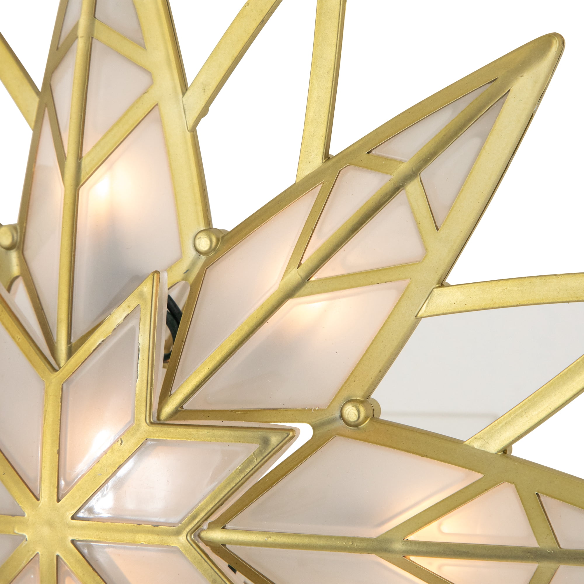 Northlight Lighted Geometric Frosted Star Christmas Tree Topper - 12.5" - Gold