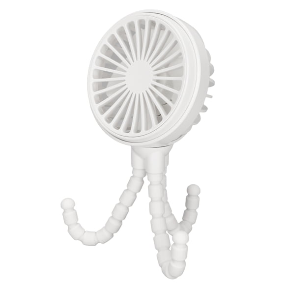 Mini ventilador portátil de 3 velocidades, giratorio 360°, recargable, con trípode flexible para oficina, dormitorio, camping, color blanco
