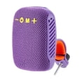 thumbnail image 2 of Purple Biking Speaker, Motorcycle Bluetooth Wireless Unit, Bike Handlebar Mount with Mounting Clamp, Portable Rechargeable Cycling Accessory, 4X3X2 in Compact Fabric Exterior, 2 of 6