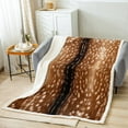 thumbnail image 2 of Brown Deer Print Blanket for Sofa Couch,Hunting Elk Reindeer Hide Fleece Blanket,Jungle Woodland Animals Skin Throw Blanket,Wild Animal Fuzzy Blanket 30"x40" Wild Safari Theme Bedroom Decor, 2 of 5