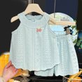 thumbnail image 2 of Tween Girls 11-13T 2PC Summer Outfit Set Soft Bow Tank Top + Casual Shorts Gibobby,11-12 Years,Blue, 2 of 9