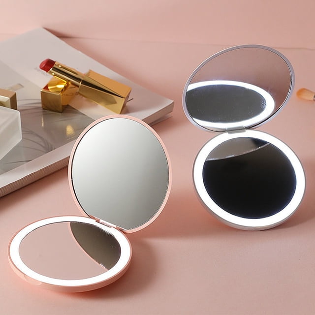 Clearance Items! Gspmoly Lighted Makeup Mirror, Compact Mirror with Light Led Pocket Mirror with Usb Charging Port Mini Mirror for Purse Pocket Travel and Gift Vanity Mirror with Lights