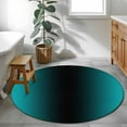 thumbnail image 4 of Teal Black Ombre 3ft Area Rug, Gradient Contemporary Abstract Art Washable Non-Slip Small Round Rugs for Entryway Bedroom Kitchen, Soft Circle Carpet for Dining Room, Playroom Nursery Rug, 4 of 9