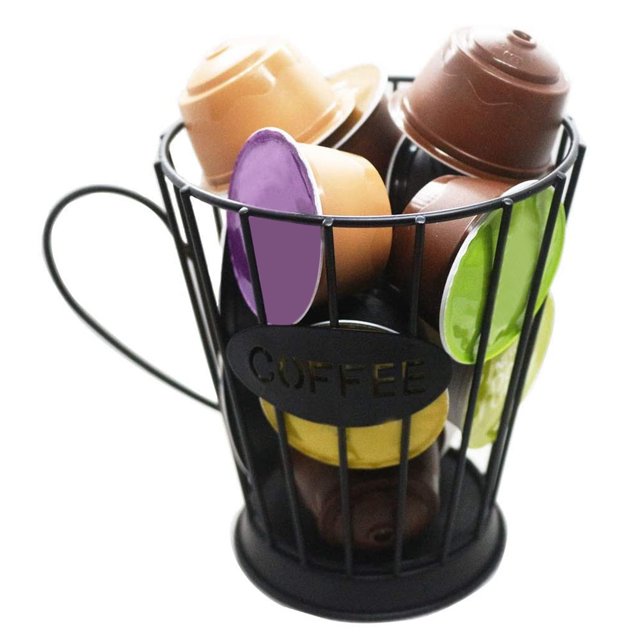 Coffee Pods Holder Coffee Capsules Storage Basket Kitchen Counter Storage Holders for Espresso Capsules (Small) -Black