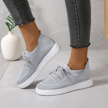

Aueoeo Platform sneakers for women fashion Women Lace Up Sneakers Color Solid Color Shoes Plus Size Fashion Sports Casual Shoes
