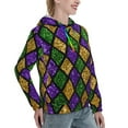 thumbnail image 6 of Balery Mardi Gras Shiny Green Purple Pattern Womens Long Sleeve Hoodie, Pullover Hooded Sweatshirt, Kangaroo Pocket Hoodie with Eye-catching Drawstrings-XX-Large, 6 of 7