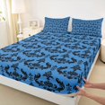 thumbnail image 4 of jejeloiu Bright Damask Queen Sheets,Ancient Floral Queen Sheet Sets For Adults,Blue Black,4 Pieces,1 Flat Sheet, 1 Fitted Sheet and 2 Pillowcases, 4 of 6