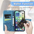 thumbnail image 5 of Dteck for Apple iPhone 15 Pro Wallet Case with Credit Card Holder and Phone Grip, Magnetic Butterfly Embossed PU Leather Kickstand Protective Wrist Strap Cover 
 for Men Women, Blue, 5 of 7