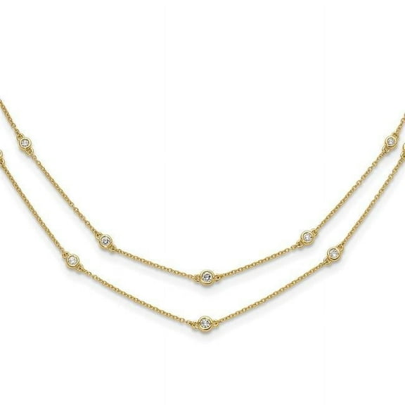 Primal Gold 14 Karat Yellow Gold Diamond Multi Station Double Strand Necklace