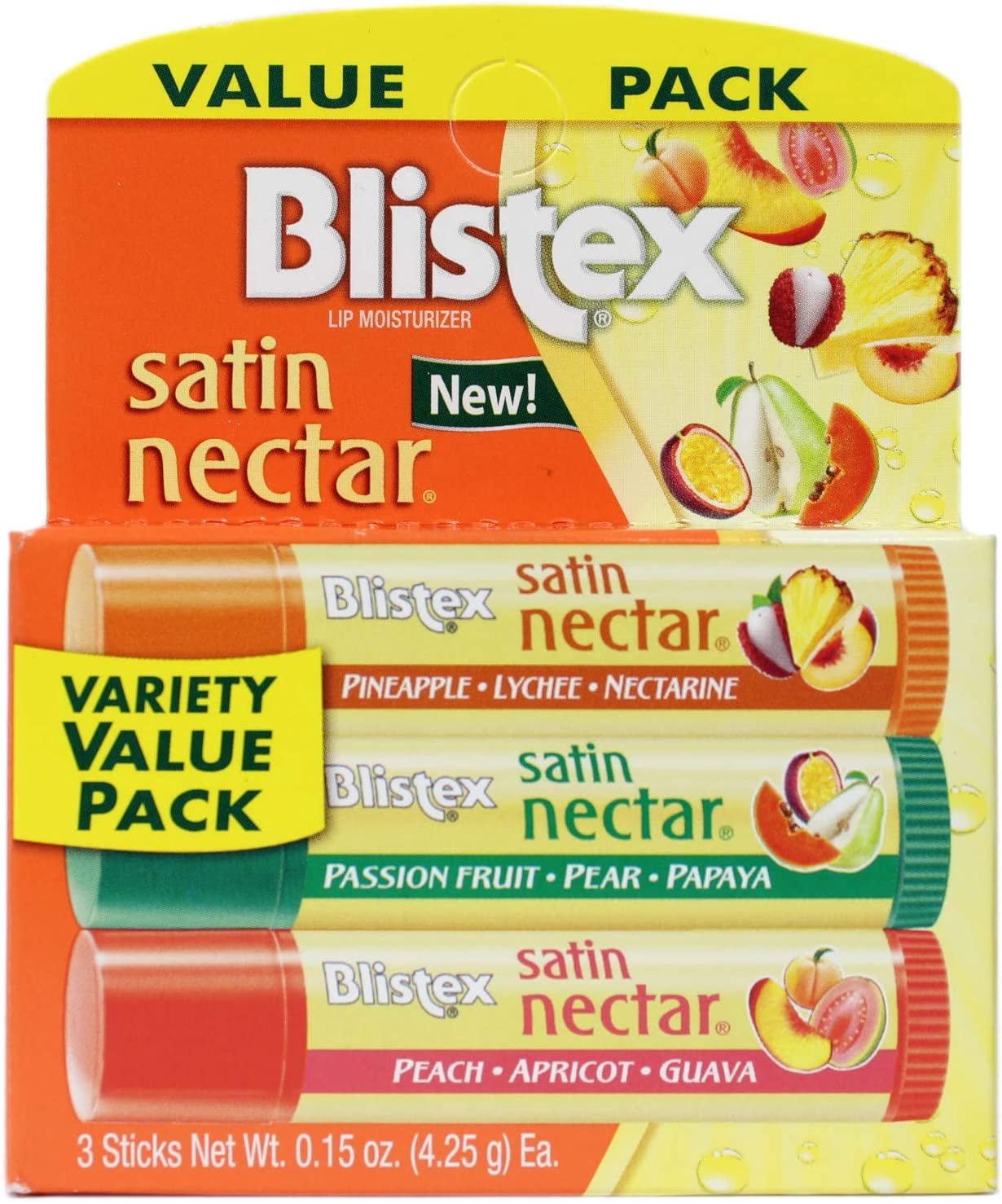 Satin Nectar Lip Moisturizer Variety Value Pack 0.15 Ounce Each (6 Pack)