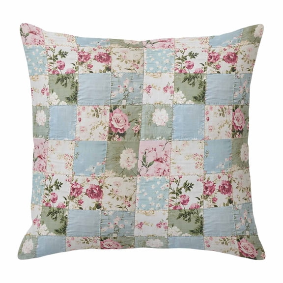 Pillow Covers 16x16 Inch, Green Blue Pink Botanical Linen Pillowcase with Invisible Zipper, Spring Floral Vintage Decorative Throw Pillow Covers Cushion Case for Couch Sofa Bed Living Room