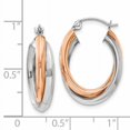 thumbnail image 4 of 14k Rose and White Gold Polished Oval Tube Hoop Earrings 14k Two-tone Earrings, 4 of 4