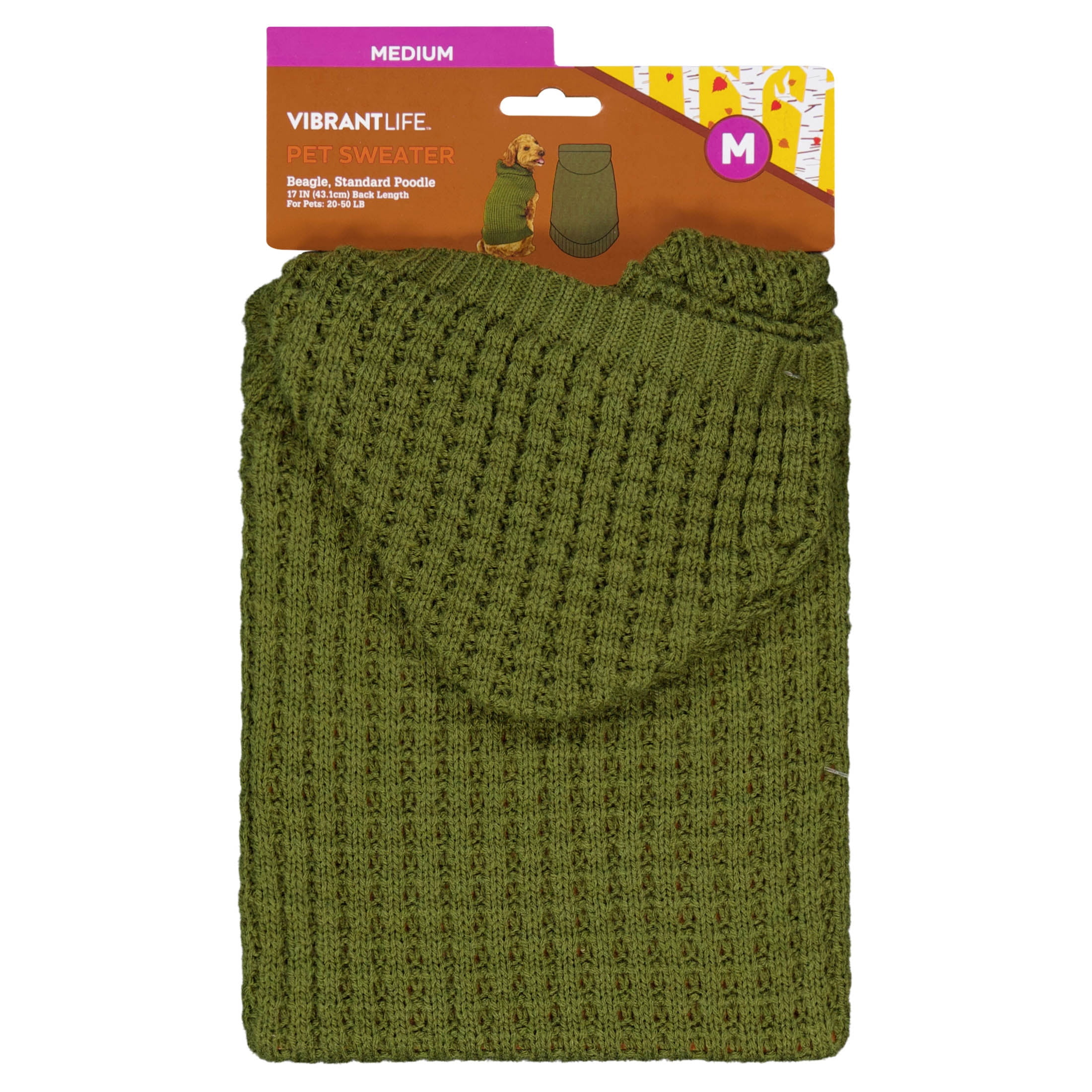 Vibrant Life Waffle Knit Sweater for Dogs, Green, M