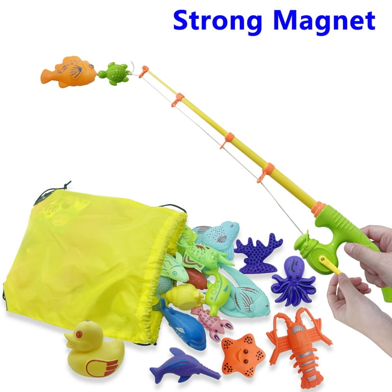40 Pcs Fishing Bath Toys, Magnetic Fishing Pool Toys with 35 Sea