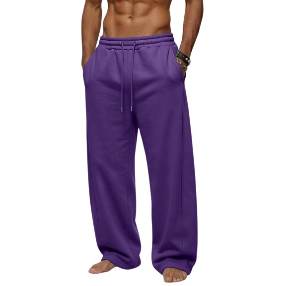 Sweatpants For Men Drawstring Open Bottom Wide Leg Sweat Pants Casual Fashion Streetwear Athletic Lounge Pants
