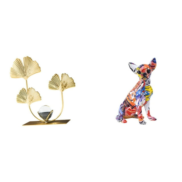 Estatua de figura,Estatuas de hojas y flores de metal,esculturas decorativas,Figuras decorativas para el hogar,para estante,mesa o vitrina.,Figura decorativa,Estatua de perro