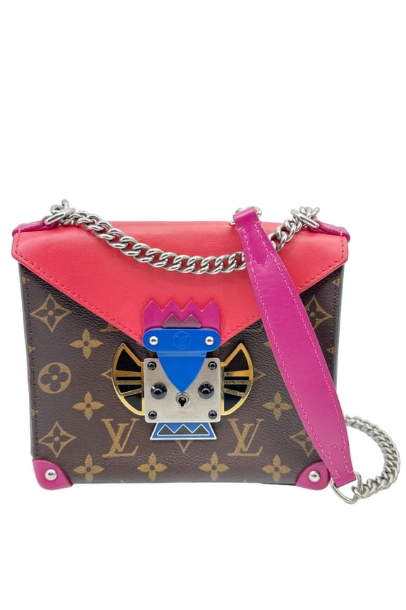 Pre-Owned Louis Vuitton Tribal Mask PM Monogram Canvas Chain Pochette Crossbody Bag Multicolor