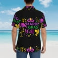 thumbnail image 6 of Xecao Mardi Gras with Flamingo print Hawaiian shirt - a stylish short-sleeve button-down for men, perfect for casual beach and tropical outings., 6 of 9