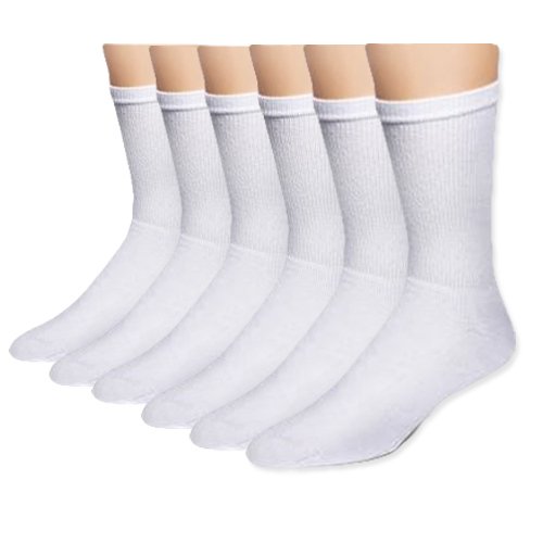 Everlast Everlast Mens White Stylish Crew Banded Socks Casual or Athletic 6 Pack Shoe Size 6