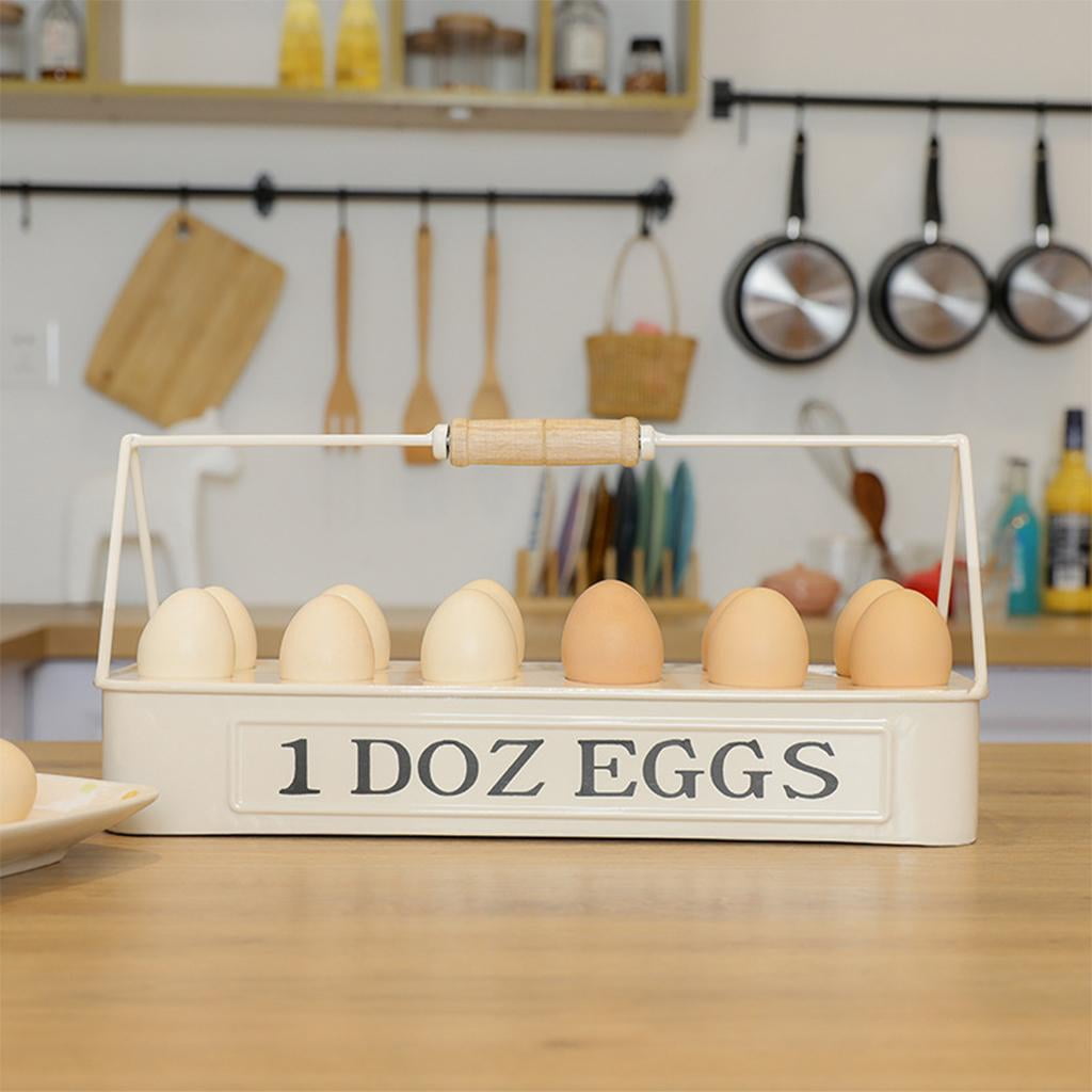 Household Egg Tray Holds 12 Carrier Box Container Rack Dispenser for Fridge Countertop Display Storage White