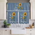 thumbnail image 4 of 3 Piece Kitchen Curtains and Valances Set Haze Blue Sunshine Sunflower Cafe Curtains 36 Inch Length Pastoral Bees Farmhouse Floral Valance & Tier Curtain for Living Room Bedroom 54"x18"+27"x36"*2, 4 of 6