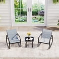 thumbnail image 1 of 3-Piece Rocking Outdoor Bistro Set, Rust-Proof Metal Frame & Breathable Textilene Mesh, Space-Saving Patio Furniture for Balcony, Garden and Yard, 1 of 5