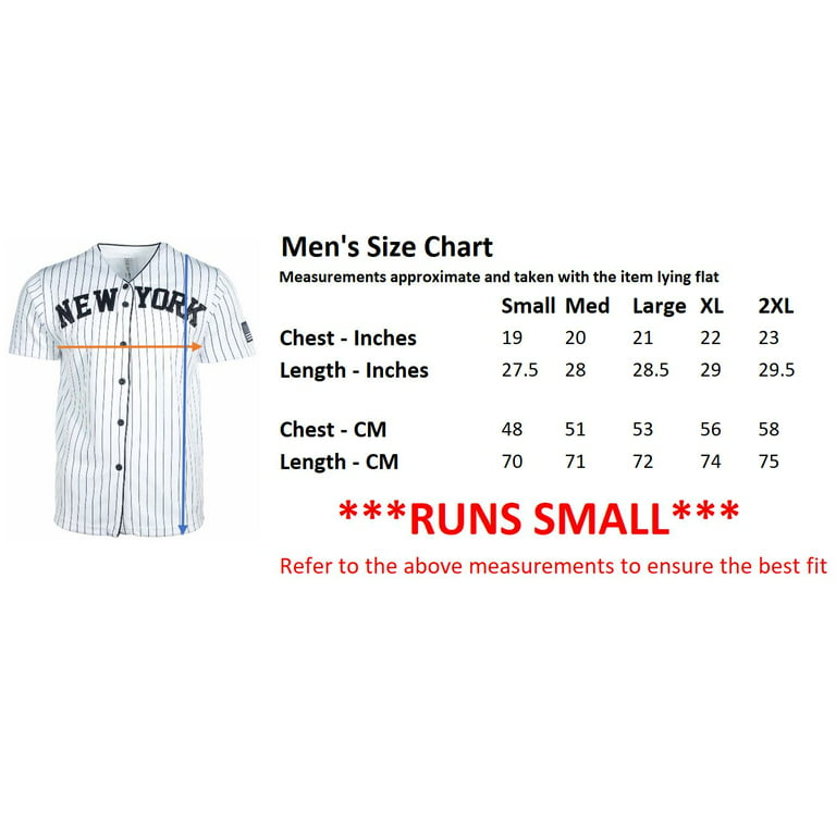 True Rock Men's New York Slim Fit Pinstripe Baseball Jersey (Black/White,  Small) 