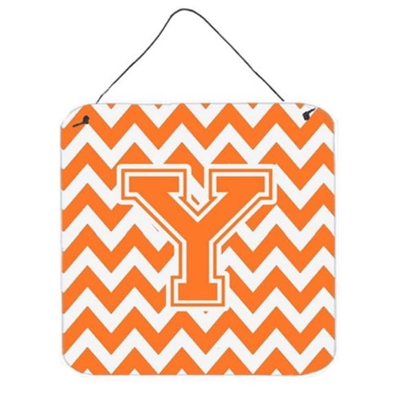 Letter Y Chevron Orange & White Wall or Door Hanging Prints