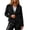 Black, variant on Women's Suede Peplum Jacket Lapel Collar Long Sleeve Button Front Cinched Waist Solid Winter Outerwear