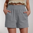 thumbnail image 2 of Summer Clearance 2025! Womens Plus Size Pants,Women's Summer Cotton And Linen Solid Color Ruffled Loose Button Shorts With Pockets, 2 of 5