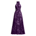 thumbnail image 6 of BODOAO Maxi Dresses for Women Floral Halter Neck Sleeveless Chiffon Pleated Long Dress, Flowy Summer Wedding Guest Outfit for Beach Vacation and Special Events Purple 3XL, 6 of 7