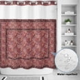 thumbnail image 2 of No Hook Shower Curtain, Red Boho Shower Curtains for Bathroom with See Through Top Window, Vintage Ethnic Tribe Abstract Art Floral Waterproof & Washable Bath Curtain Standard 72"x72", 2 of 9