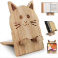 thumbnail image 1 of Wood Cookbook Stand for Kitchen Counter Cat Shaped Recipe Holder, 1 of 5