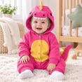 thumbnail image 6 of CUZIBR Dinosaur Baby Boy Girl Halloween Onesie Animal Romper Jumpsuit Hooded Zip Up Long Sleeve Cute Dress-up Party Clothes,Hot Pink,1-3 Months, 6 of 9