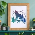thumbnail image 2 of 1pc Forest Wolf Mountain Stencils Decoration Template 11.8x11.8 inch Plastic Woodland Drawing Painting Stencils Square Reusable Stencils for Painting on Wood Floor Wall and Tile, 2 of 9
