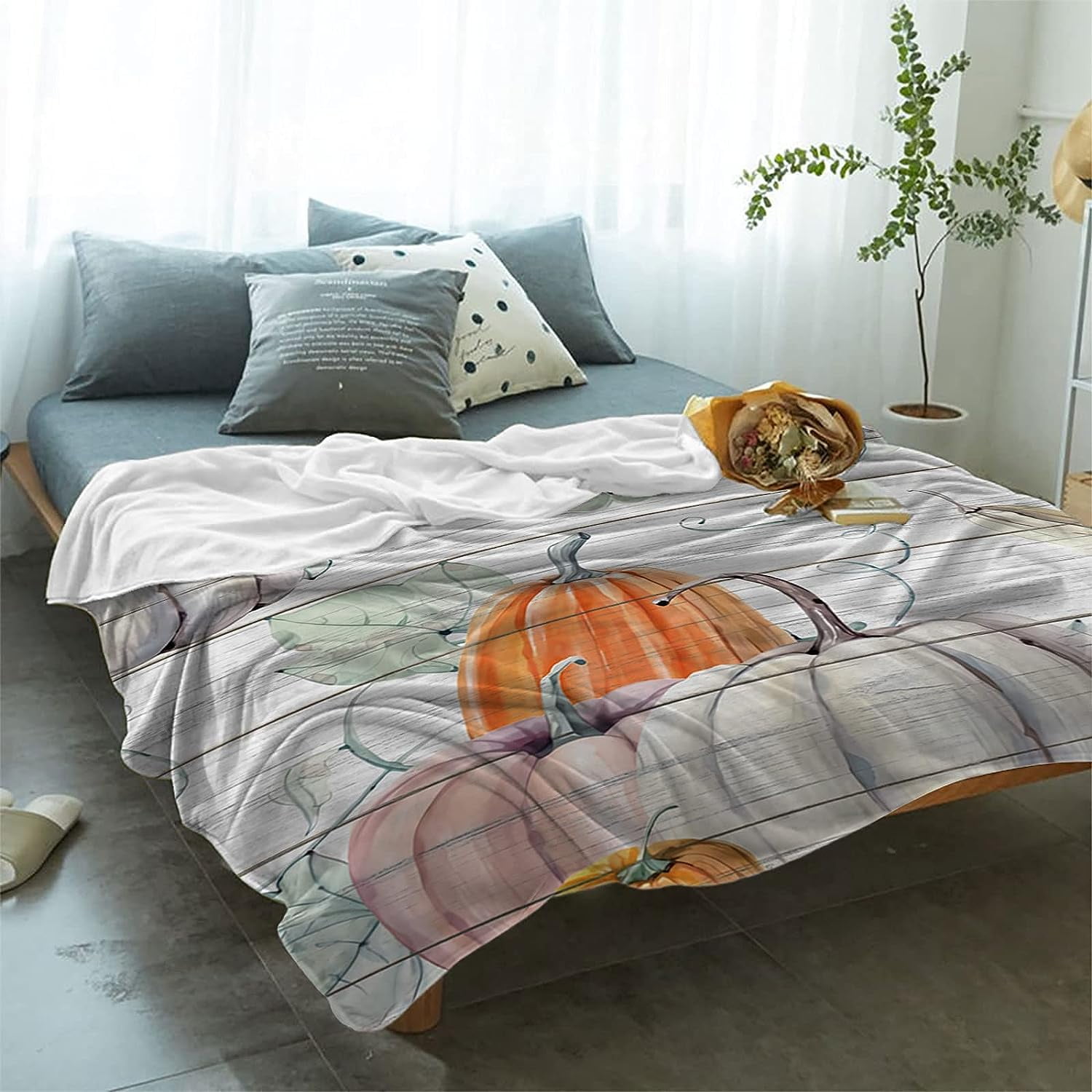 Feuilles jetées et citrouilles - Couette panneau 54 X 63 Vibrations d