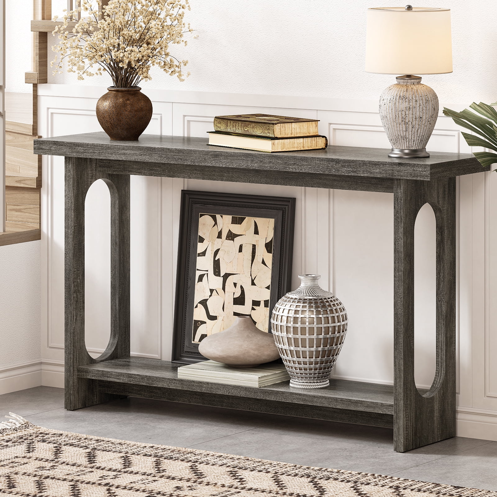 Tarnorci 54" Console Table,  Sofa Table with Storage Shelves, Narrow Table for Entryway,Living Room, Foyer