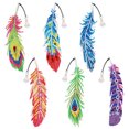 thumbnail image 1 of 6 uds colgante de cristal marcapáginas regalos para estudiantes 5D DIY forma de pluma para adultos niños, 1 of 9