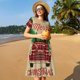 thumbnail image 4 of Easygdp Christmas Vintage Red Truck para Vestido Transpirable de Mujer, Vestido Suelto de Manga Corta con Pliegues y Bolsillos para el Verano, 4 of 6