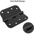 thumbnail image 4 of Black Door Hinges Exterior Door Hinges 4 Inch Stainless Steel Hinges Ball Bearing Door Hinges Silent Thickness 3mm Heavy Duty Hinge with Rounded 5/8" Radius Corner 3 Pack, 4 of 4