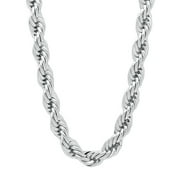 Boy's 6.7mm Rhodium Plated Twisted Rope Choker Chain Necklace, 18 inches